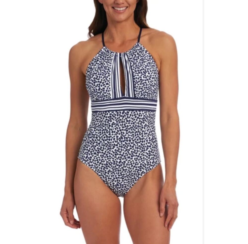 NWT La Blanca Apulia Mio High Neck One-Piece Swimsuit Size 8